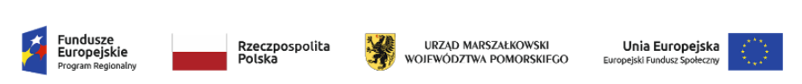 Logotypy od lewej strony: Fundusze Europejskie, Rzeczpospolita polska, urząd marszałkowski województwa pomorskiego, Unia Europejska